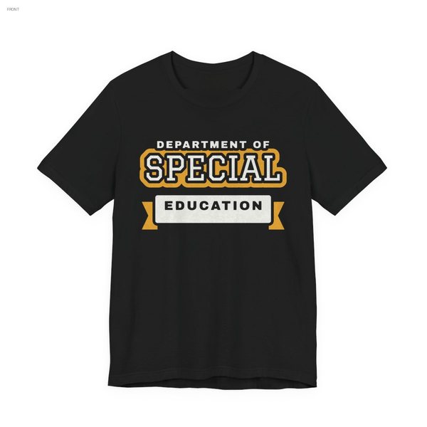 Department of Special Education tee in black, off-white and mustard gold ink