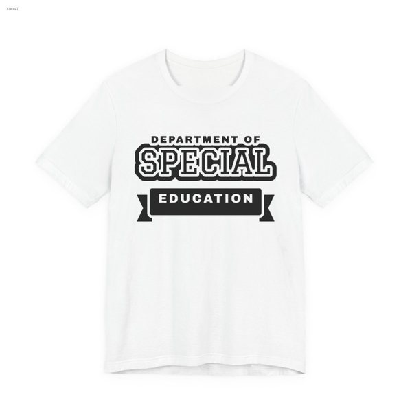 Department of Special Education tee in white, near-black ink