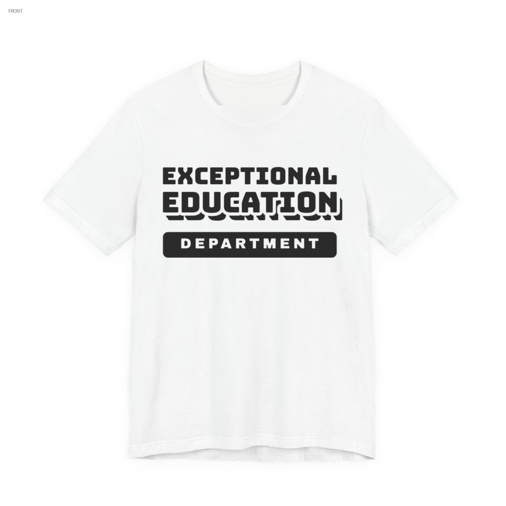 Exceptional Education Department tee in white, near-black ink