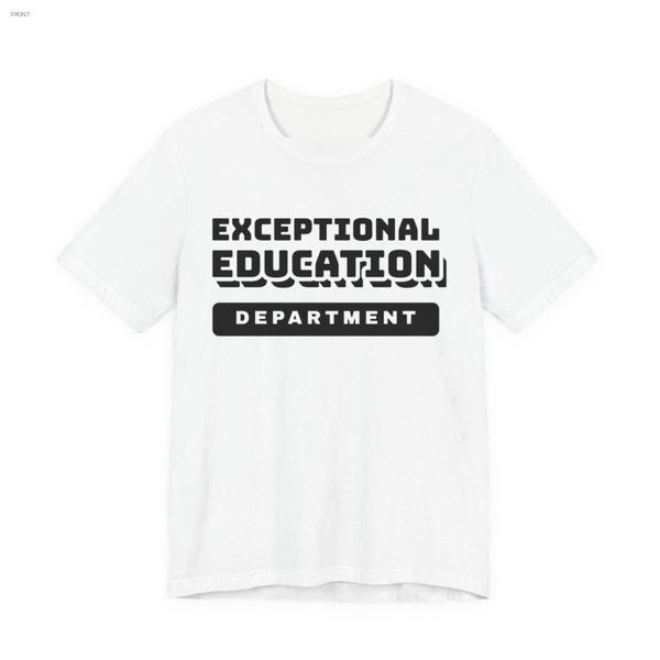Exceptional Education Department tee in white, near-black ink