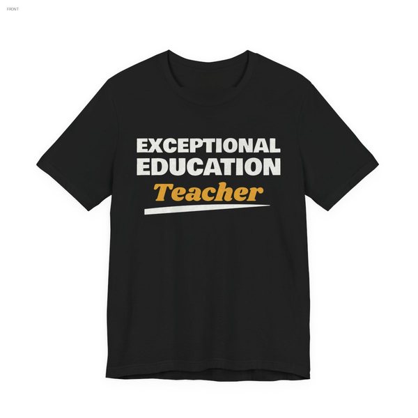 Exceptional Education Teacher tee in black, off-white and mustard gold ink