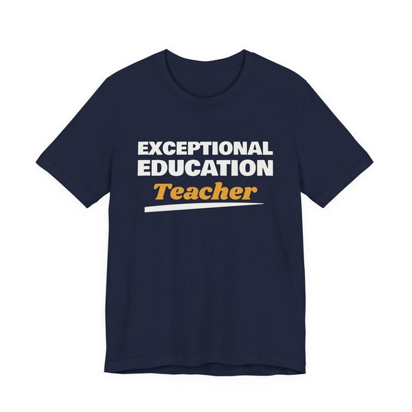 Exceptional Education Teacher tee in navy, off-white and mustard gold ink