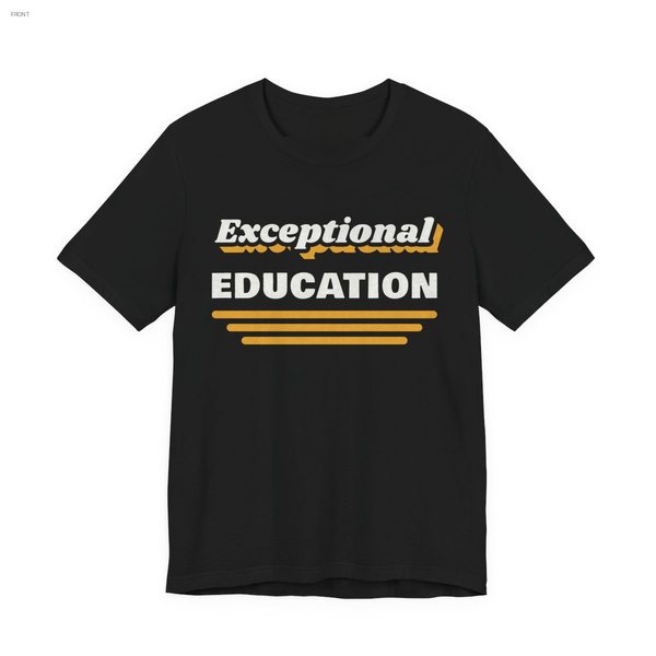 Exceptional Education tee in black, off-white and mustard gold ink