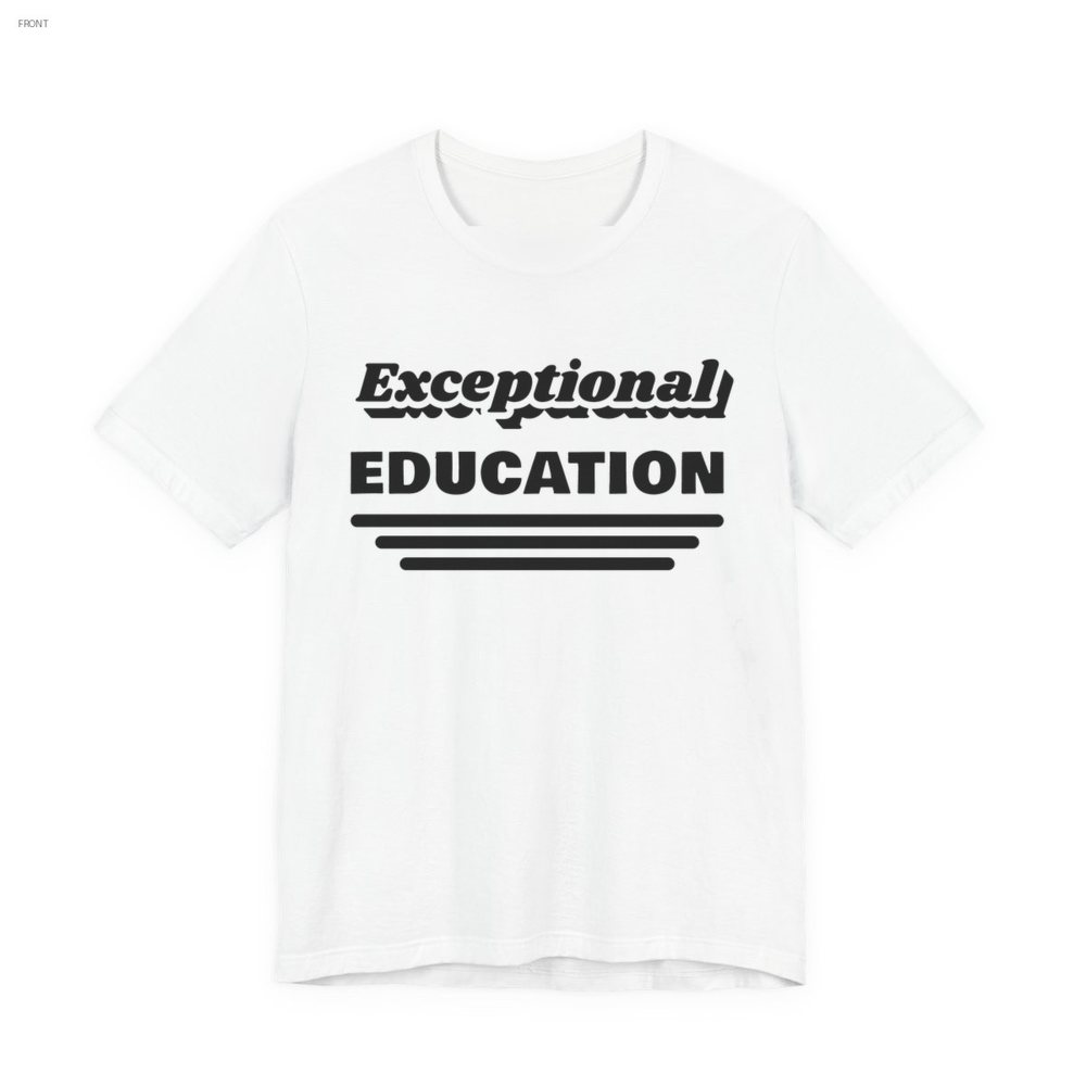 Exceptional Education tee in white, near-black ink