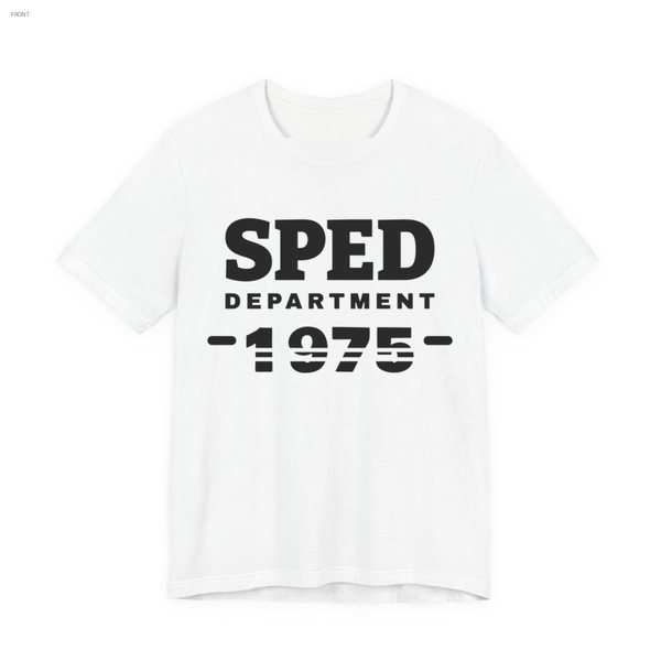 SPED Department · 1975 tee in white, near-black ink